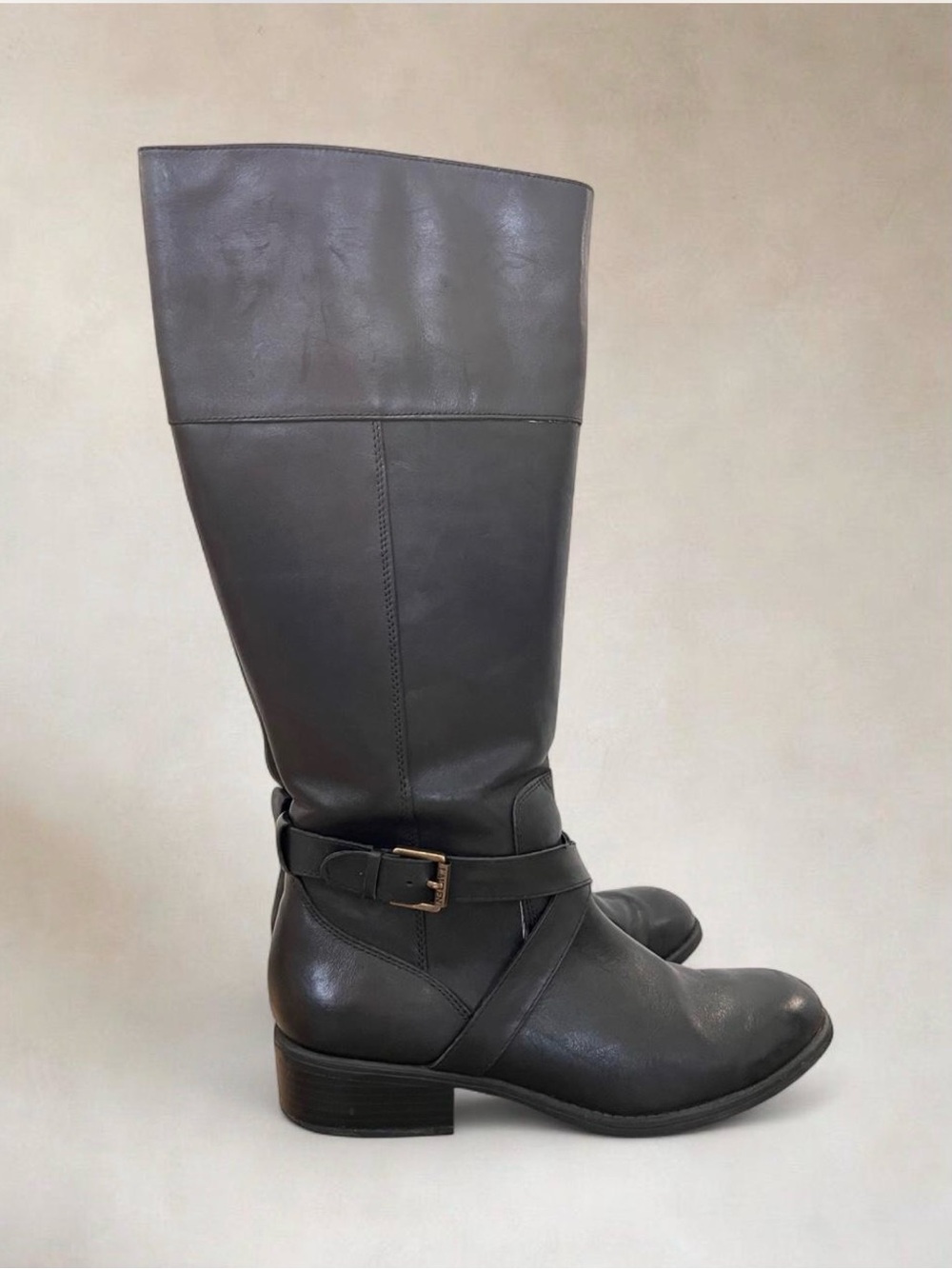 Ralph Lauren Maryann Black Leather Knee High Boot SIZE 9.5